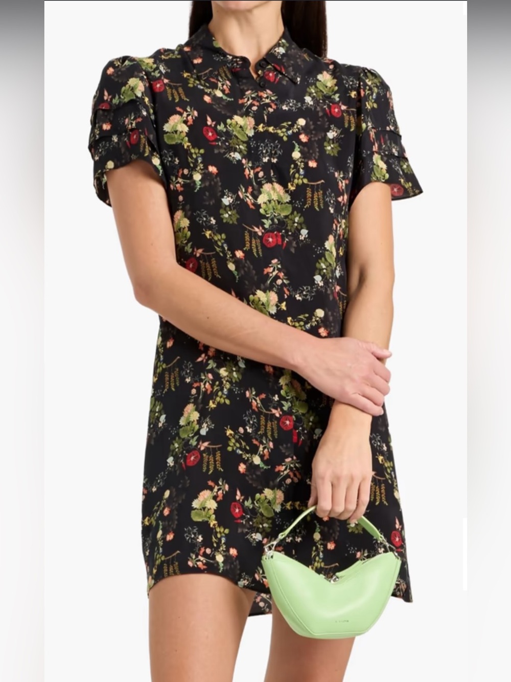 Alice + Olivia Jem Floral-print cupro mini shirt dress‎